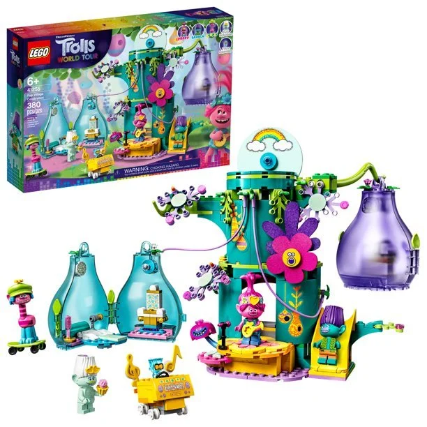 LEGO Trolls World Tour Pop Village Celebration 41255; Tree House Building Kit for Kids (380 Pieces)