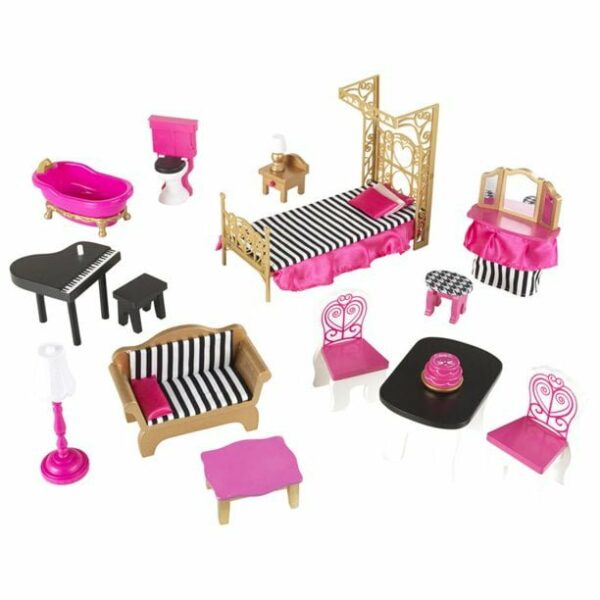 kidkraft 65944 3 level bella dollhouse with 16 different fun accessories pink 3 Le3ab Store