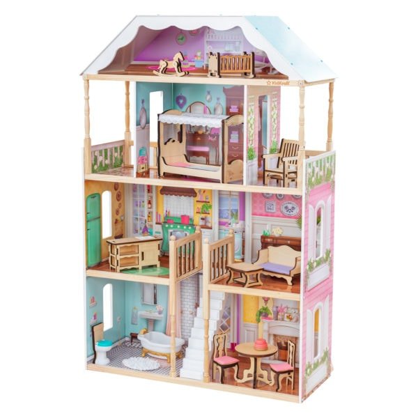 kidkraft charlotte classic wooden dollhouse with 14 accessories scaled لعب ستور