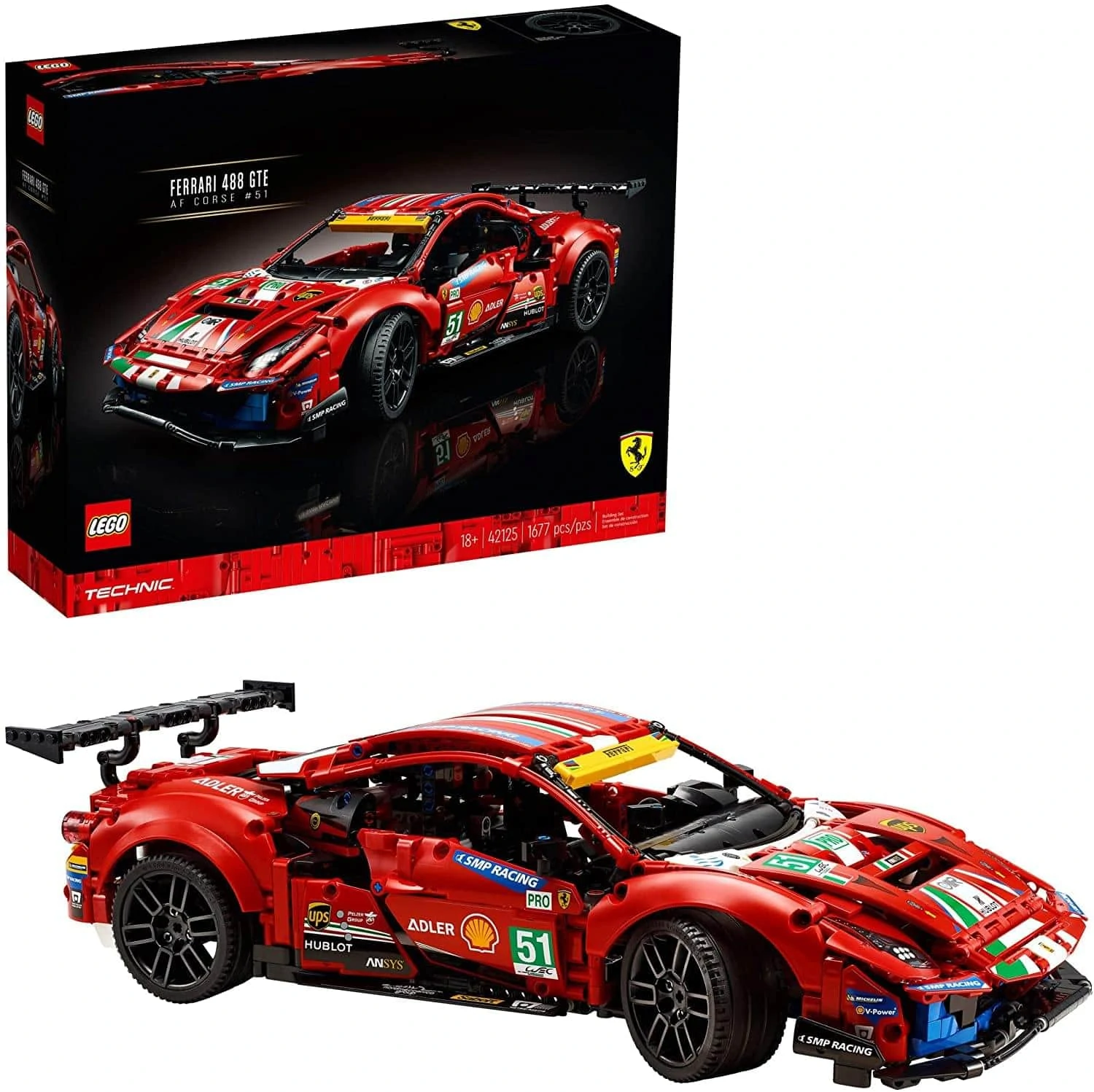LEGO Technic Ferrari 488 GTE AF Corse #51 42125 Building Toy (1,677 Pieces) - Image 1