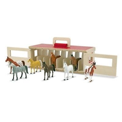 Melissa & Doug Take-Along Show-Horse Stable Play Set With Wooden Stable Box and 8 Toy Horses Melissa & Doug Take-Along Show-Horse Stable Play Set With Wooden Stable Box and 8 Toy Horses - Image 1