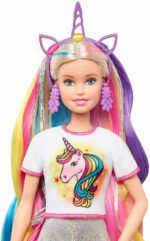 Barbie Fantasy Hair Doll, Blonde, with 2 Decorated Crowns, 2 Tops & Accessories for Mermaid and Unicorn Looks, Plus Hairstyling Pieces - Image 7