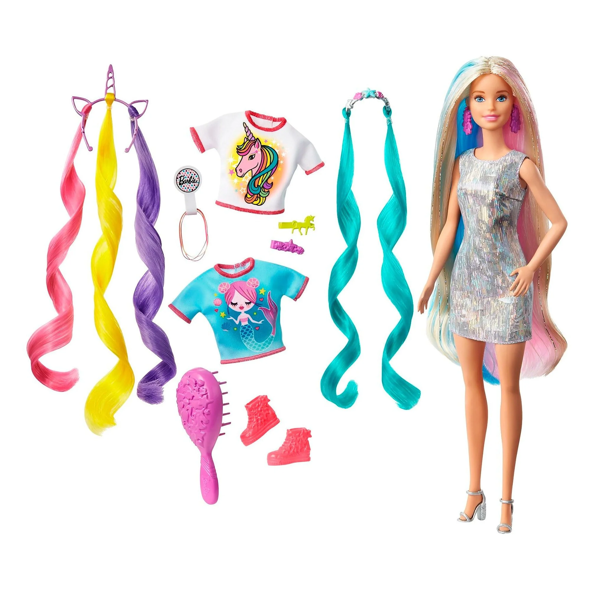 Barbie Fantasy Hair Doll With Mermaid & Unicorn Looks Barbie Fantasy Hair Doll With Mermaid & Unicorn Looks
