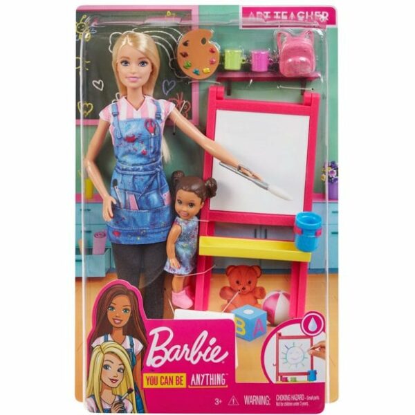 barbie career art teacher playset with blonde doll toddler doll and toy art 4 Le3ab Store