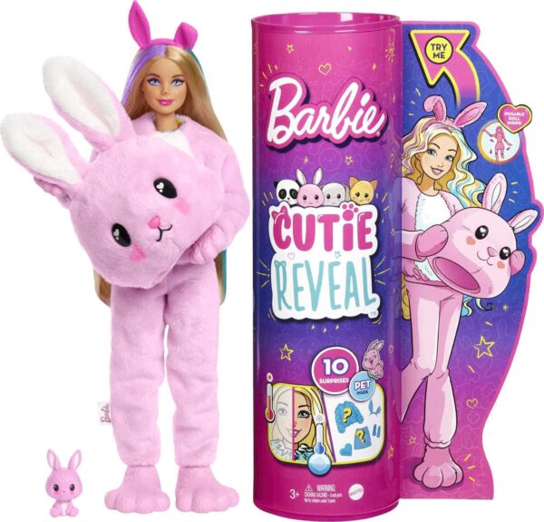 barbie cutie reveal doll with bunny plush costume 10 surprises Le3ab Store