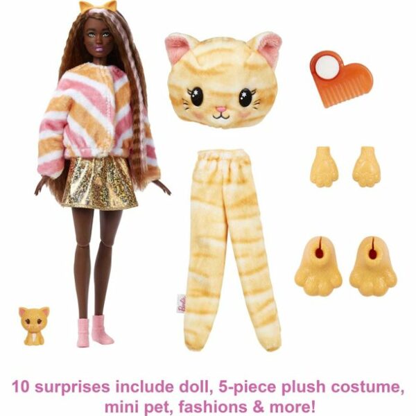 barbie cutie reveal doll with kitty plush costume 10 surprises 3 Le3ab Store