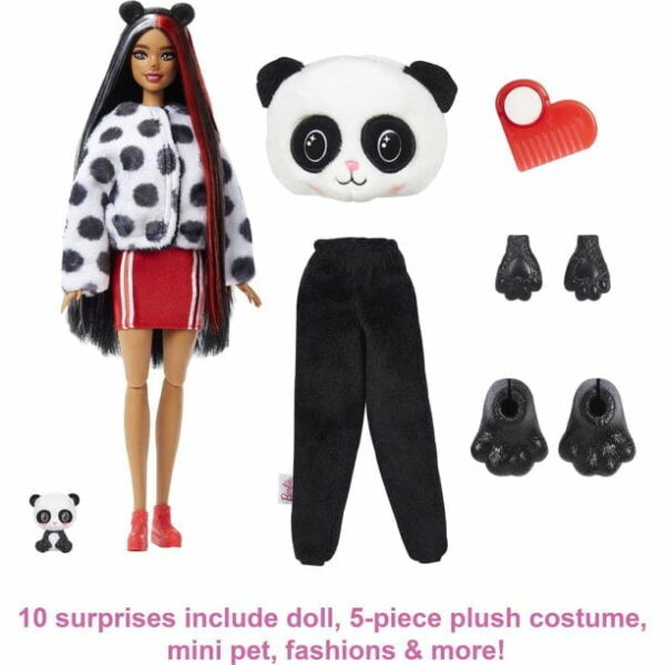barbie cutie reveal doll with panda plush costume 10 surprises 3 Le3ab Store
