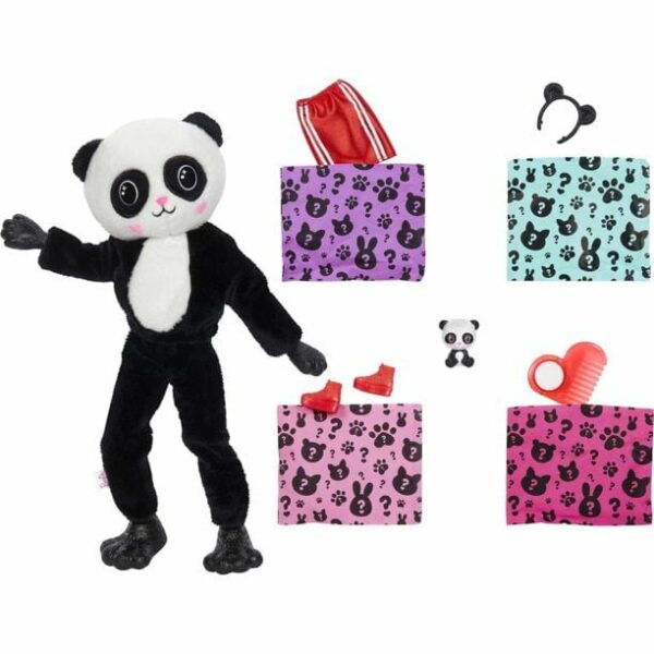 barbie cutie reveal doll with panda plush costume 10 surprises 5 Le3ab Store