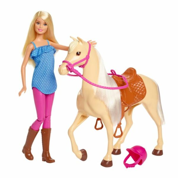 barbie doll horse playset blonde hair with riding accessories 4 Le3ab Store