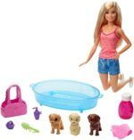 Barbie Doll Blonde And Playset With 3 Puppies Bath Time GDJ37 - Image 2