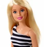 Barbie Doll Wearing Glitzy Black and White Striped Party Dress - Image 2