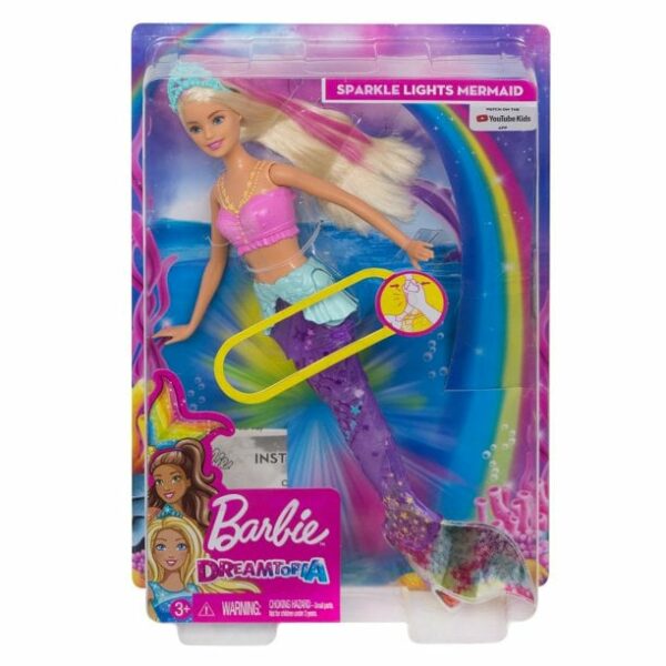 barbie dreamtopia sparkle lights mermaid with blonde pink hair 6 لعب ستور