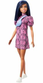 Barbie Fashionistas Doll 143 with Blue Hair and Pink and Black Dress - Image 3