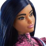 Barbie Fashionistas Doll 143 with Blue Hair and Pink and Black Dress - Image 4