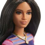 Barbie Fashionistas Doll #147 With Long Brunette Hair & Striped Dress - Image 3