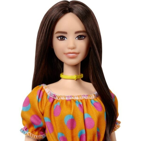 barbie fashionistas doll 160 with long brunette hair wearing patterned 2 Le3ab Store