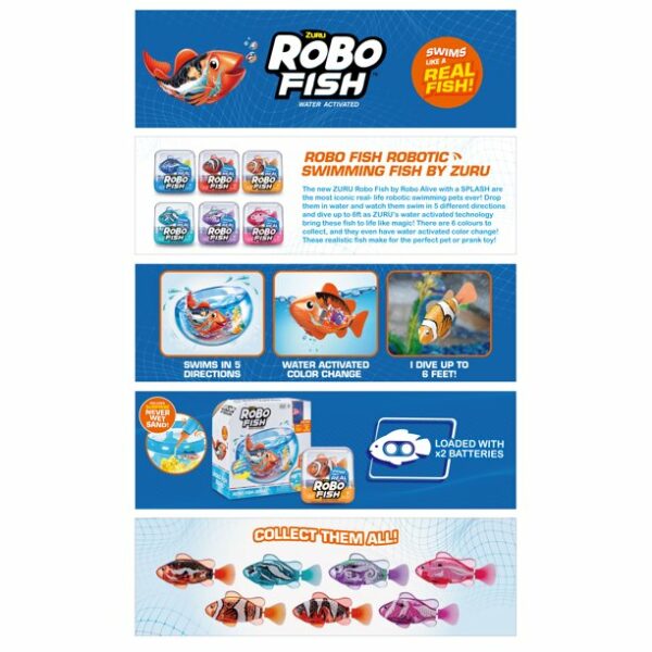 robo fish swimming pets fish tank playset by zuru 1 Le3ab Store