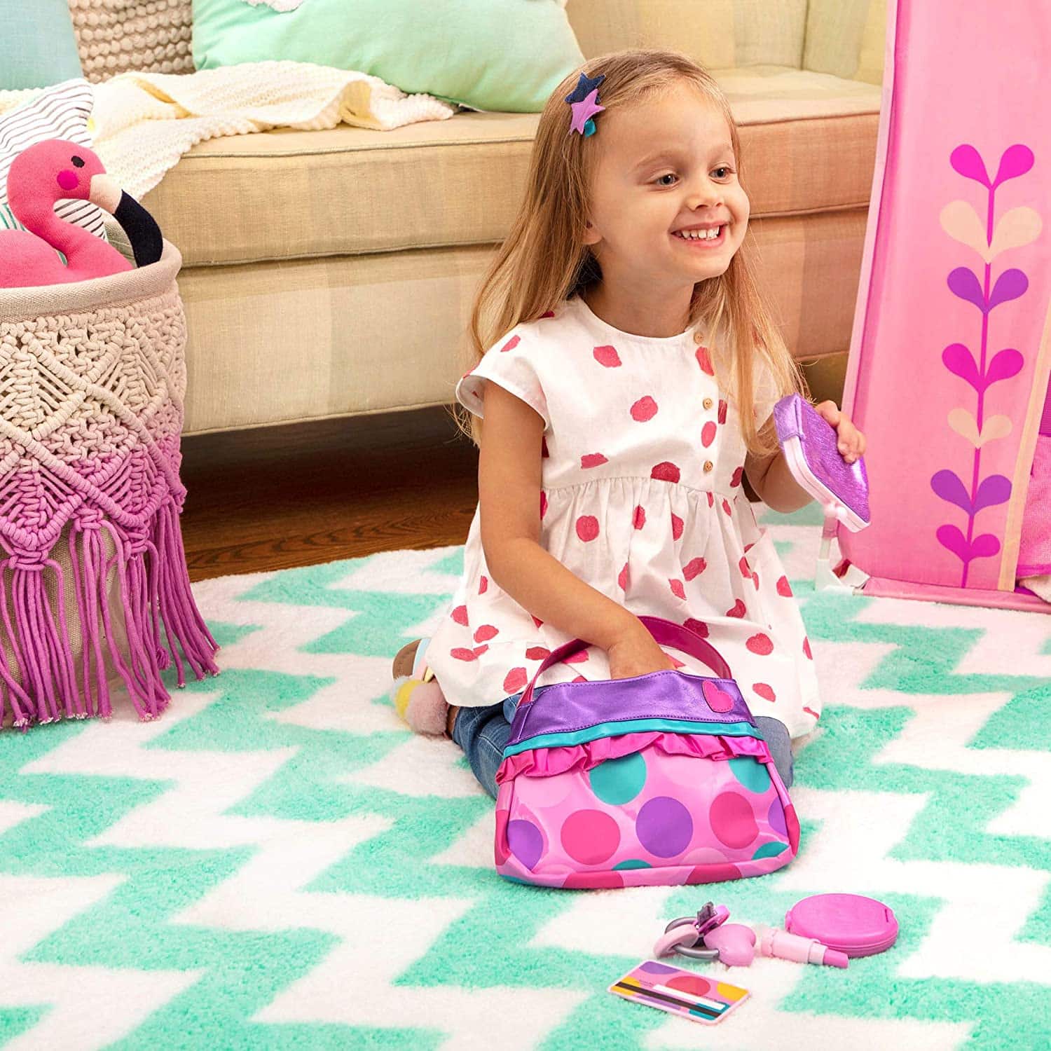 SainSmart Jr. Toddler Purse My First Purse with Pretend Play Set for  Princess 9 PCS, Pink