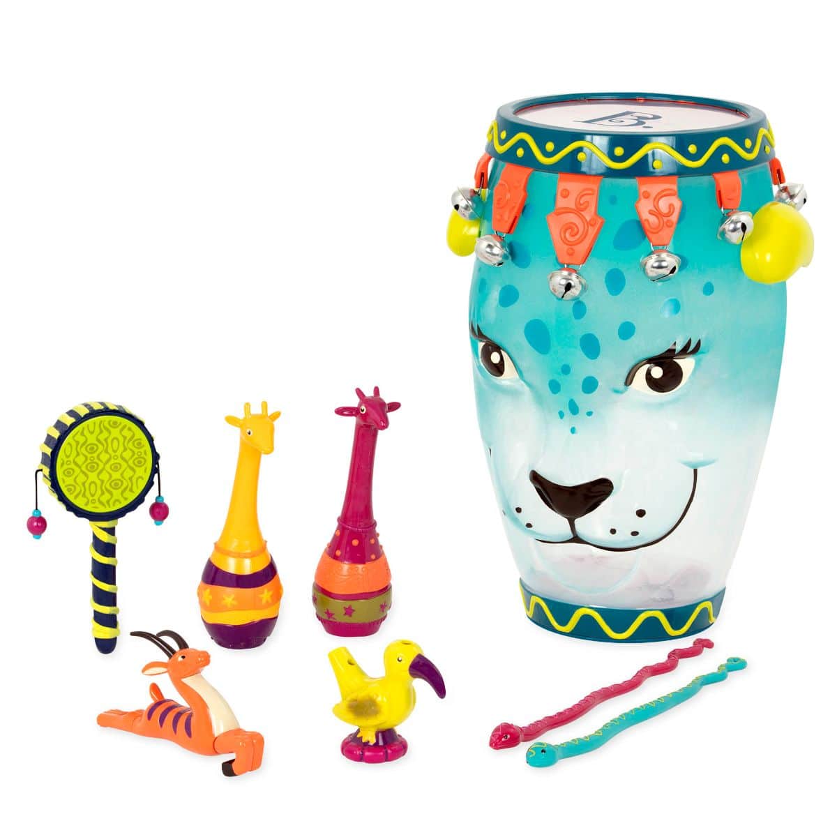 Jungle Jam – Blue Drum Toy with Instruments B. toys Jungle Jam – Blue Drum Toy with Instruments B. toys