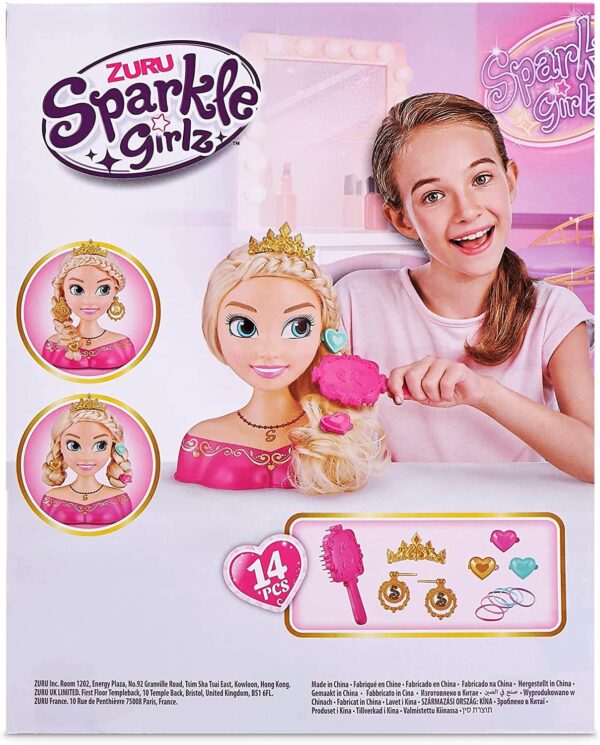 Sparkle Girlz Princess Hair Styling Head with 15 Accessories by ZURU2 Le3ab Store
