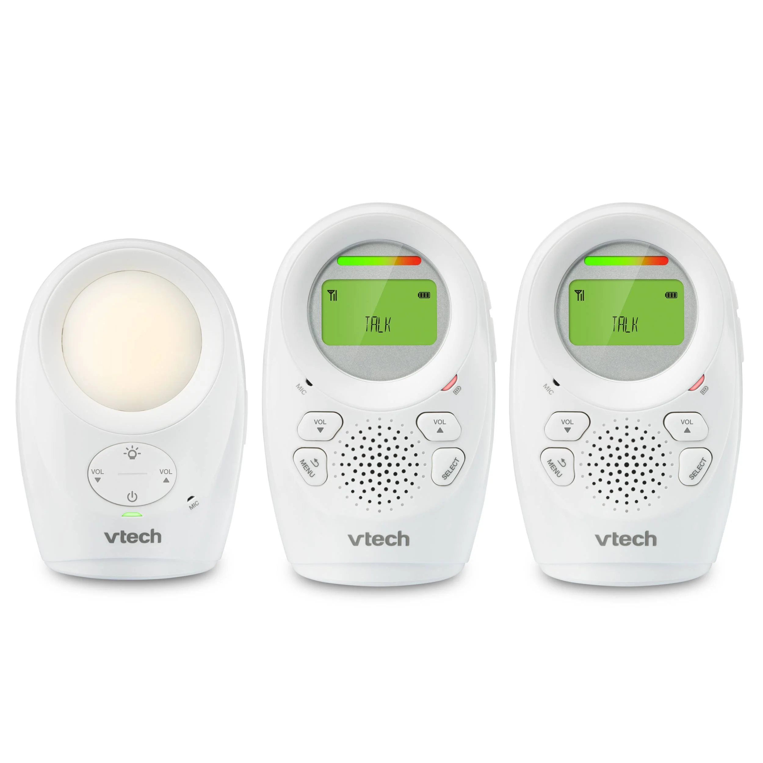 VTech DM1211-2 Enhanced Range Digital Audio Baby Monitor with Night Light, 2 Parent Units, Silver and White - Image 1
