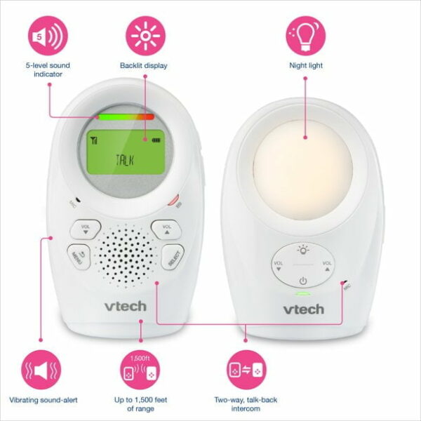 vtech dm1211 enhanced range digital audio baby monitor with night light 1 2 لعب ستور