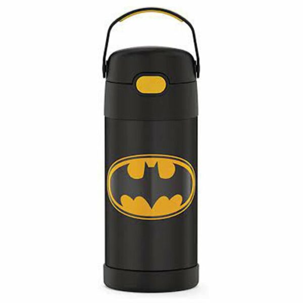 THERMOS FUNTAINER 12 Ounce Stainless Steel Vacuum Insulated Kids Straw Bottle, Batman