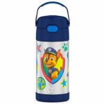 THERMOS FUNTAINER 12 Ounce Stainless Steel Vacuum Insulated Kids Straw Bottle, Blue Paw Patrol