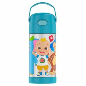 THERMOS FUNTAINER 12 Ounce Stainless Steel Vacuum Insulated Kids Straw Bottle, Cocomelon