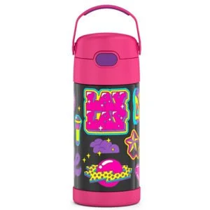 THERMOS FUNTAINER 12 Ounce Stainless Steel Vacuum Insulated Kids Straw Bottle, That Girl Lay Lay