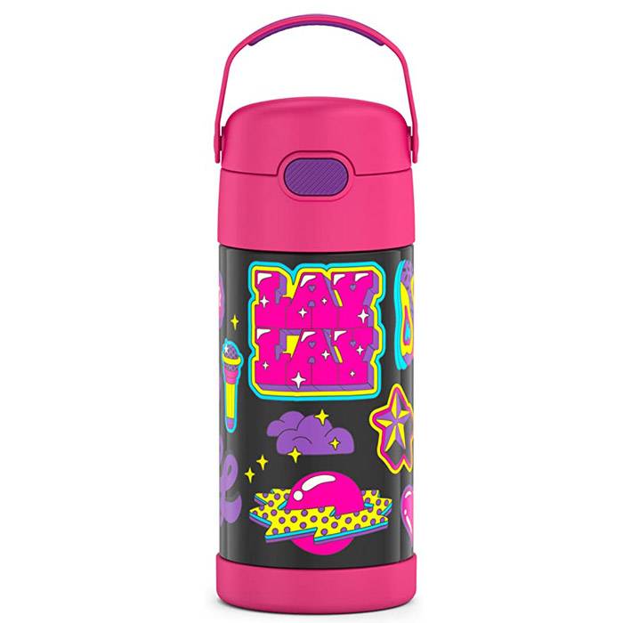 THERMOS FUNTAINER 12 Ounce Stainless Steel Vacuum Insulated Kids Straw Bottle, That Girl Lay Lay THERMOS FUNTAINER 12 Ounce Stainless Steel Vacuum Insulated Kids Straw Bottle, That Girl Lay Lay