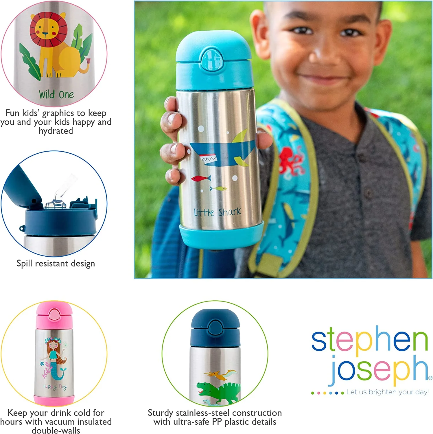 Stephen Joseph Double Wall Stainless Steel Bottle Space Rocket - Image 6