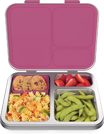 Bentgo® Kids Stainless Steel Leak-Resistant Lunch Box - New & Improved 2022 Bento-Style with Upgraded Latches, 3 Compartments, & Bonus Container -...
