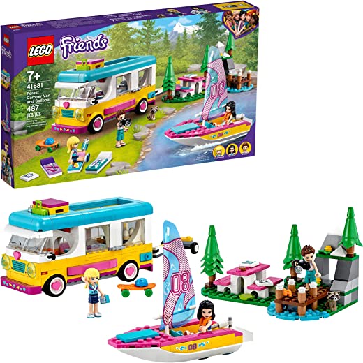 LEGO Friends Forest Camper Van and Sailboat 41681 Building Kit; Forest