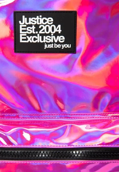 Justice Metallic Backpack with Keychain - Image 3
