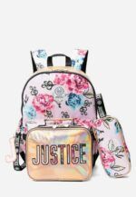 Justice Patterned Backpack Set Pink Floral