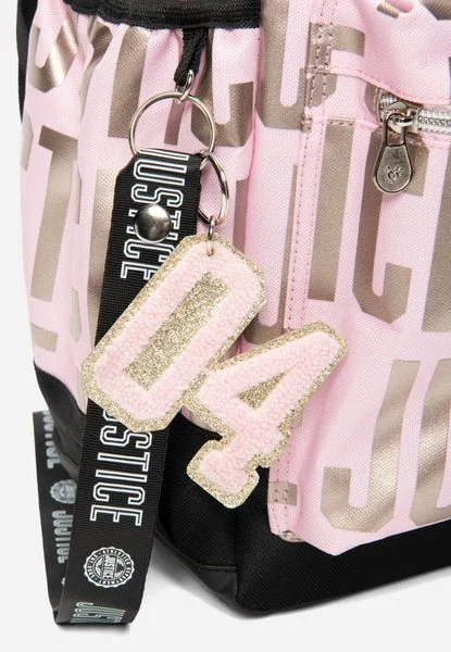 Justice Patterned Backpack Pink with Lanyard - Image 4