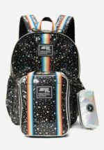 Justice Star Patterned Striped Backpack Set Black Stars