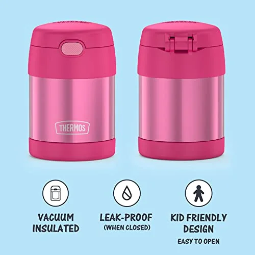 THERMOS FUNTAINER 10 Ounce Stainless Steel Vacuum Insulated Kids Food Jar with Folding Spoon, Pink - Image 2