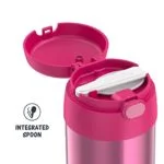 THERMOS FUNTAINER 10 Ounce Stainless Steel Vacuum Insulated Kids Food Jar with Folding Spoon, Pink - Image 3