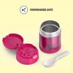 THERMOS FUNTAINER 10 Ounce Stainless Steel Vacuum Insulated Kids Food Jar with Folding Spoon, Pink - Image 4