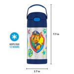 THERMOS FUNTAINER 12 Ounce Stainless Steel Vacuum Insulated Kids Straw Bottle, Blue Paw Patrol - Image 5