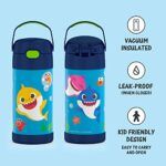 THERMOS FUNTAINER 12 Ounce Stainless Steel Vacuum Insulated Kids Straw Bottle, Baby Shark - Image 2