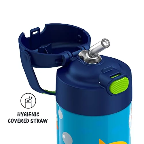 THERMOS FUNTAINER 12 Ounce Stainless Steel Vacuum Insulated Kids Straw Bottle, Baby Shark - Image 3
