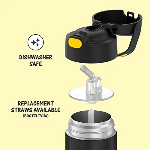 THERMOS FUNTAINER 12 Ounce Stainless Steel Vacuum Insulated Kids Straw Bottle, Batman - Image 4