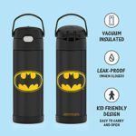 THERMOS FUNTAINER 16 Ounce Stainless Steel Vacuum Insulated Bottle with Wide Spout Lid, Batman - Image 2