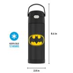 THERMOS FUNTAINER 16 Ounce Stainless Steel Vacuum Insulated Bottle with Wide Spout Lid, Batman - Image 5