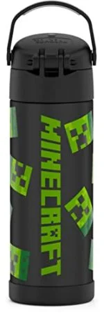 THERMOS FUNTAINER 16 Ounce Stainless Steel Vacuum Insulated Bottle with Wide Spout Lid, Minecraft - Image 2