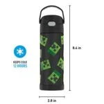 THERMOS FUNTAINER 16 Ounce Stainless Steel Vacuum Insulated Bottle with Wide Spout Lid, Minecraft - Image 6