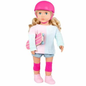 Our Generation Doll With Pink Sweater & Skateboard Yanika